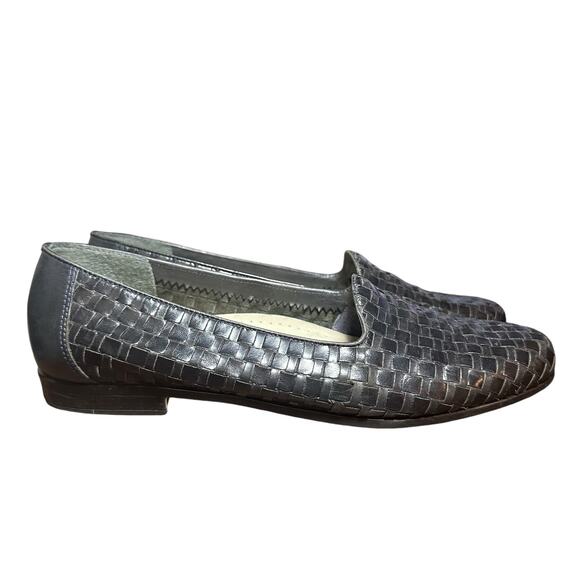Trotters Black Woven Leather Loafer Flats - Size 8.5 - Picture 1 of 13